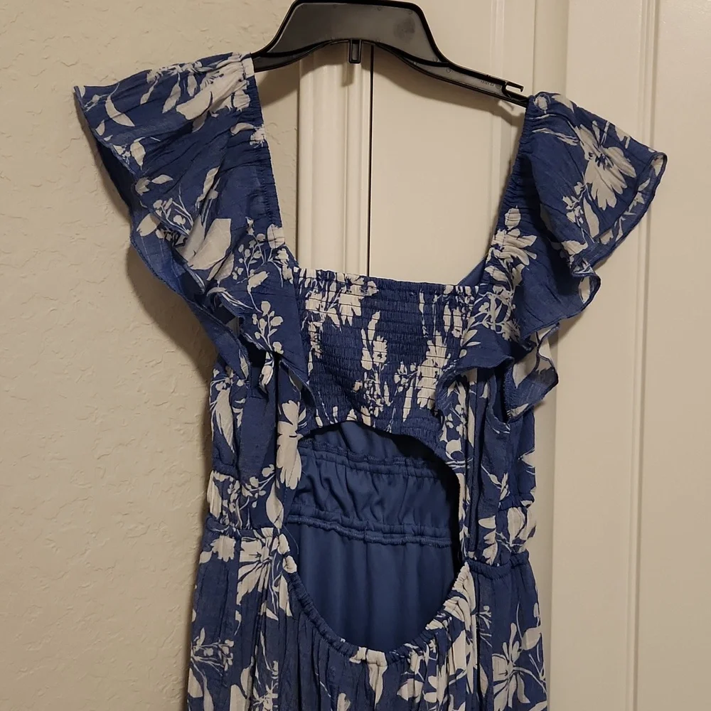 Blue floral dress open back - Picture 5 of 6